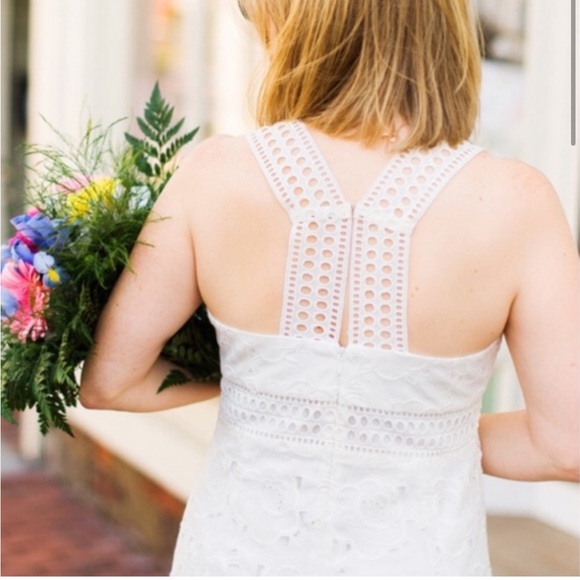 J. Crew Collection Ivory Austrian Eyelet Lace Midi Dress - Picture 5 of 15